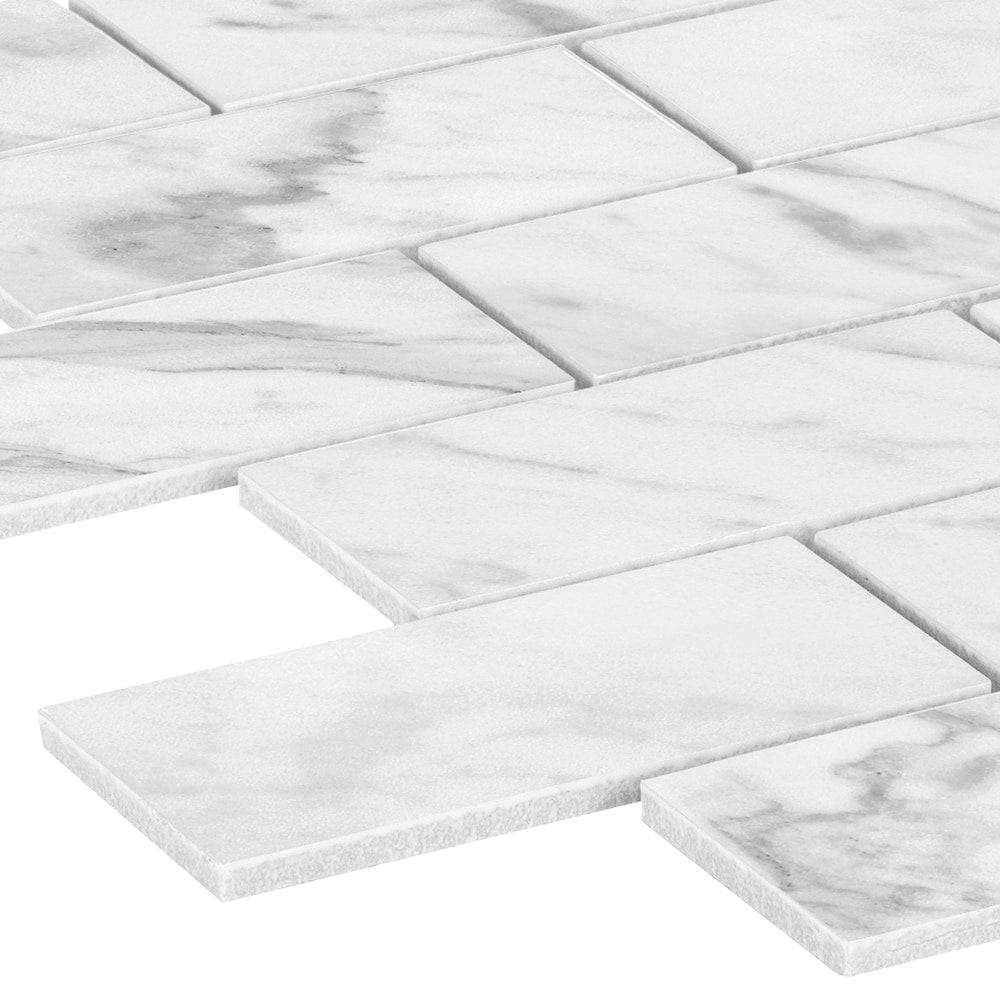 Satori Regent Carrara 10-in x 11-in Matte Porcelain Marble Look Mosaic Floor and Wall Tile (0.75-sq. ft/ Piece)