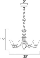 Maxim Lighting Malaga 5-Light Satin Nickel Chandelier, Marble Glass, 25 in.