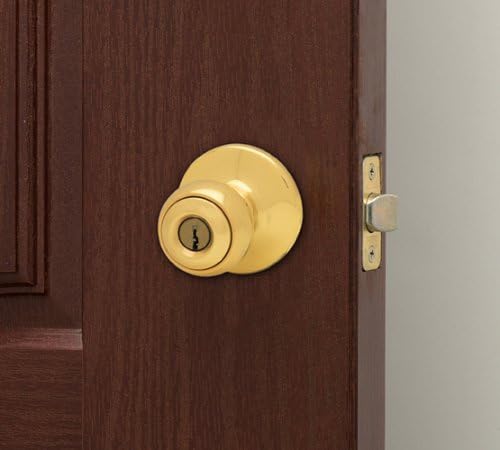 Kwikset Polo Polished Brass Entry Lockset, ANSI/BHMA Grade 3, Fits 1-3/8 in. to 1-3/4 in. Doors