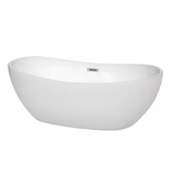 Rebecca 64.8 in. Acrylic Flatbottom Non-Whirlpool Bathtub in White with Brushed Nickel Trim