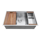 30 in. Single Bowl Undermount 16-Gauge Stainless Steel Ledge Kitchen Sink with Sliding Accessories - Super Arbor