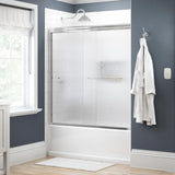 Simplicity 60 in. x 58-1/8 in. Semi-Frameless Traditional Sliding Bathtub Door in Bronze with Niebla Glass - Super Arbor
