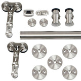 96 in. Stainless Steel Dual Wheel Strap Rolling Door Hardware Kit for Wood or Glass Door - Super Arbor