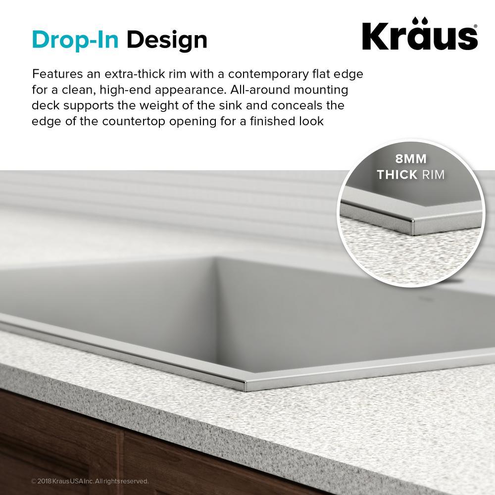 Pax Drop-In Stainless Steel 33 in. 2-Hole 50/50 Double Bowl Kitchen Sink - Super Arbor