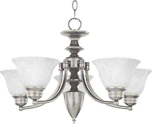 Maxim Lighting Malaga 5-Light Satin Nickel Chandelier, Marble Glass, 25 in.
