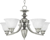 Maxim Lighting Malaga 5-Light Satin Nickel Chandelier, Marble Glass, 25 in.