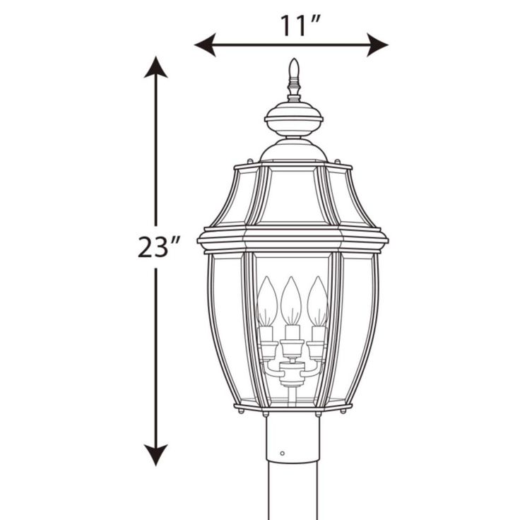 New Haven Collection 3-Light Outdoor Black Post Lamp