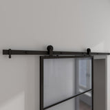37in.x84in.x3 in.Concorde Epoxy Coated Steel Frame w/Frosted Tempered Glass Barn Door Interior Sliding Door Hardware Kit - Super Arbor