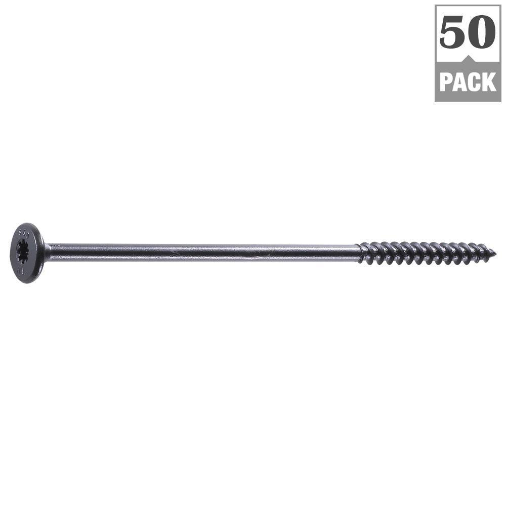 HeadLok 3/16 in. 6 in. Star Drive, Flat Head Heavy Duty Wood Deck Screw Fastener (50-Pack) - Super Arbor