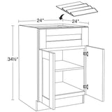 Home Decorators Collection Washington 24 in. W x 24 in. D x 34.5 in. H Veiled Gray Plywood Shaker Assembled Base Kitchen Cabinet Spice Tray