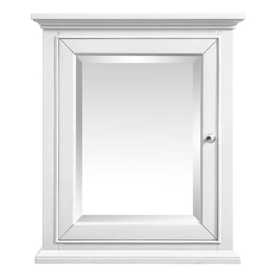 27.25 in. W x 28.00 in. H Framed Rectangular Beveled Edge Bathroom Vanity Mirror in White finish - Super Arbor