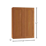Home Decorators Collection Newport 27 in. W x 12 in. D x 42 in. H Assembled Plywood Wall Kitchen Cabinet in Cinnamon with Soft Close