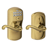 Plymouth Bright Brass Electronic Door Lock with Flair Door Lever Featuring Flex Lock - Super Arbor