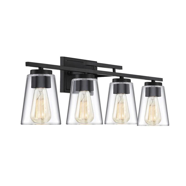 32 in. 4-Light Black Vanity Light with Clear Glass
