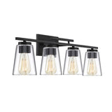 32 in. 4-Light Black Vanity Light with Clear Glass