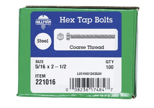 Hillman 5/16 in. Dia x 2-1/2 in. Length Zinc-Plated Steel Hex Tap Bolts, Coarse Thread, 100-Pack