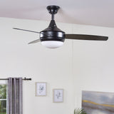 Harbor Breeze Beach Creek 44-in Matte Black LED Indoor Ceiling Fan with Light Kit and Remote (3-Blade)