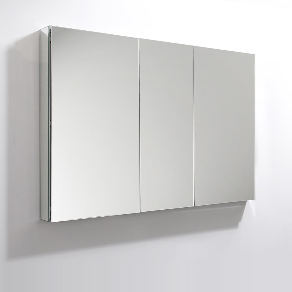 Fresca 49-in x 36-in Surface/Recessed Mount Mirror Mirrored Medicine Cabinet