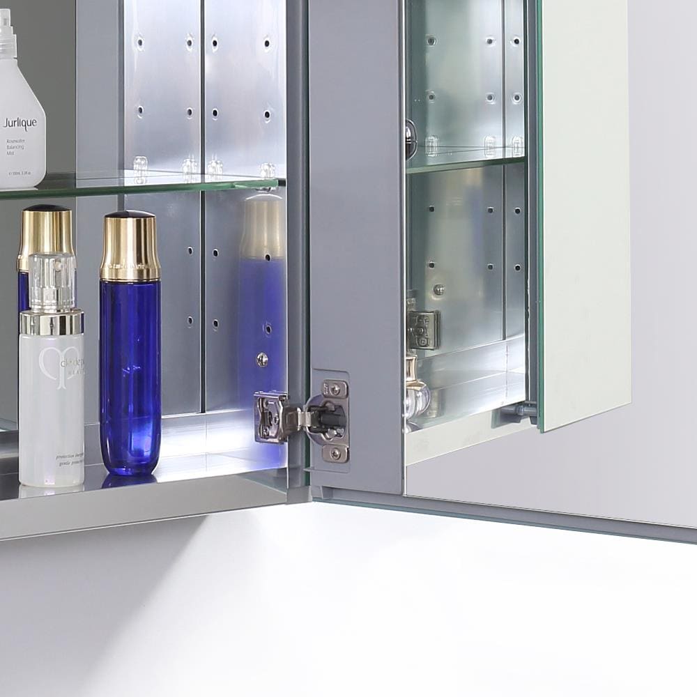 Fresca 49-in x 36-in Surface/Recessed Mount Mirror Mirrored Medicine Cabinet