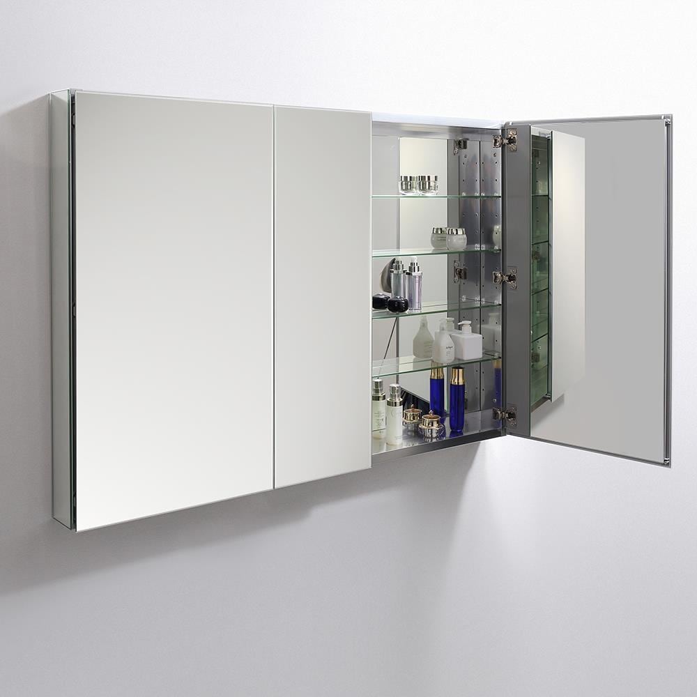 Fresca 49-in x 36-in Surface/Recessed Mount Mirror Mirrored Medicine Cabinet