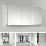 Fresca 59-in x 26-in Surface/Recessed Mount Mirror Mirrored Medicine Cabinet