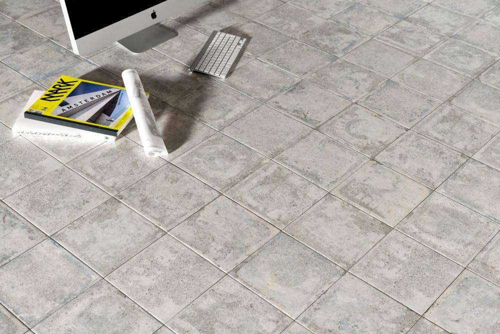 Giorbello (Sample) Piazza Tiles Gray 8-in x 8-in Glazed Porcelain Cement Look Wall Tile