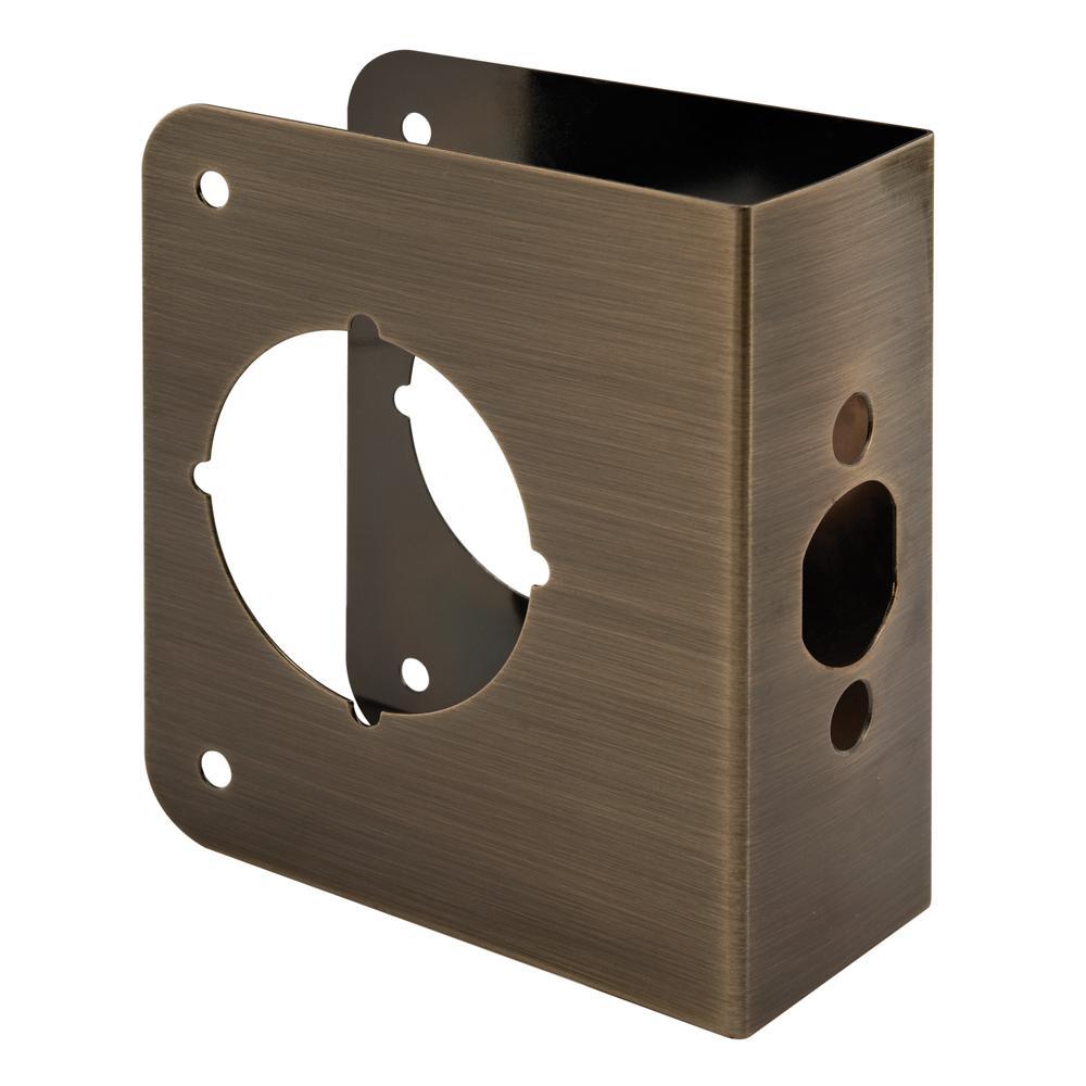 1-3/4 in. x 4-1/2 in. Thick Solid Brass Lock and Door Reinforcer, 2-1/8 in. Single Bore, 2-3/4 in. Backset - Super Arbor