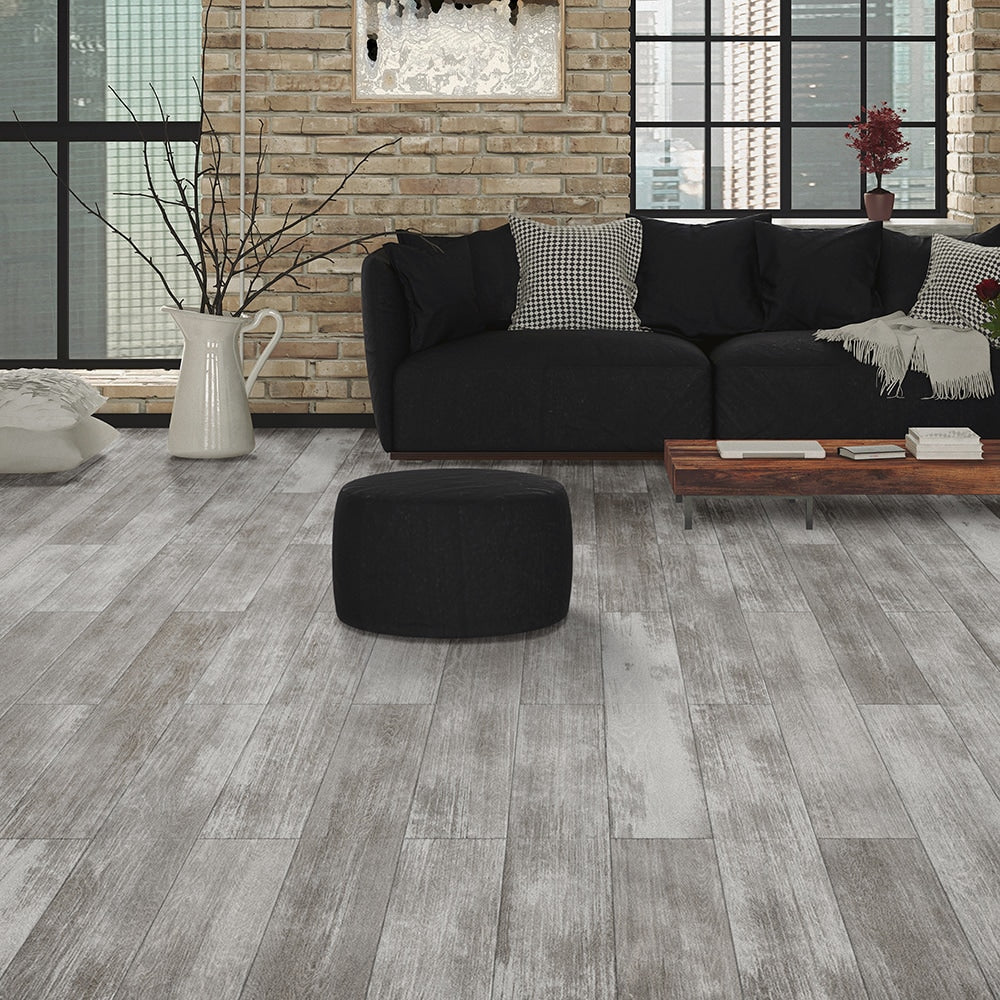 Perfection Floor Tile Vintage Wood Collection Vintage White Oak/Satin 20-in x 20-in Water-Resistant Interlocking Luxury Vinyl Tile (2.7-sq ft)