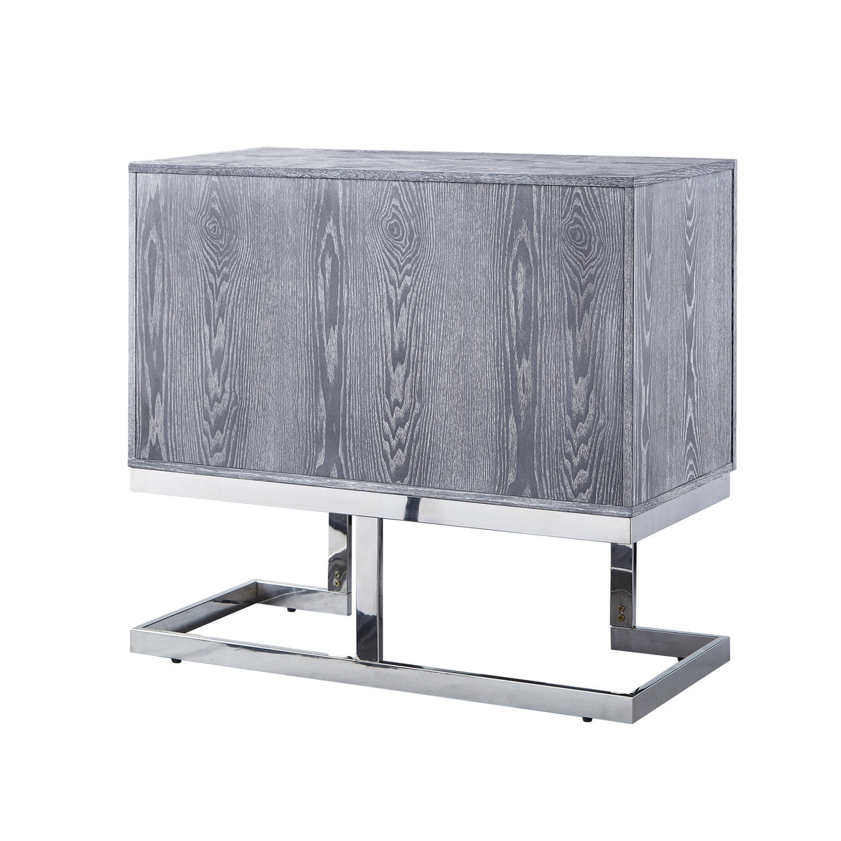 Nicole Miller Olina Grey Oak/Chrome Contemporary/Modern Metal Media Cabinet