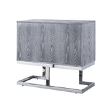 Nicole Miller Olina Grey Oak/Chrome Contemporary/Modern Metal Media Cabinet