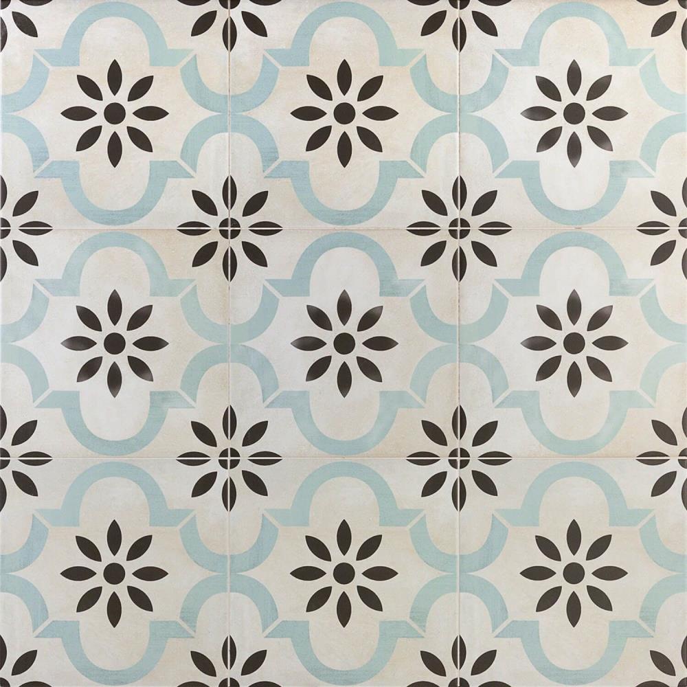 Artmore Tile Magnifico Beige and Blue 9-in x 9-in Glazed Porcelain Encaustic Floor and Wall Tile product image