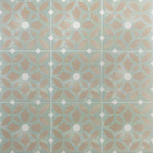 Artmore Tile Magnifico Green 9-in x 9-in Glazed Porcelain Encaustic Floor and Wall Tile product image
