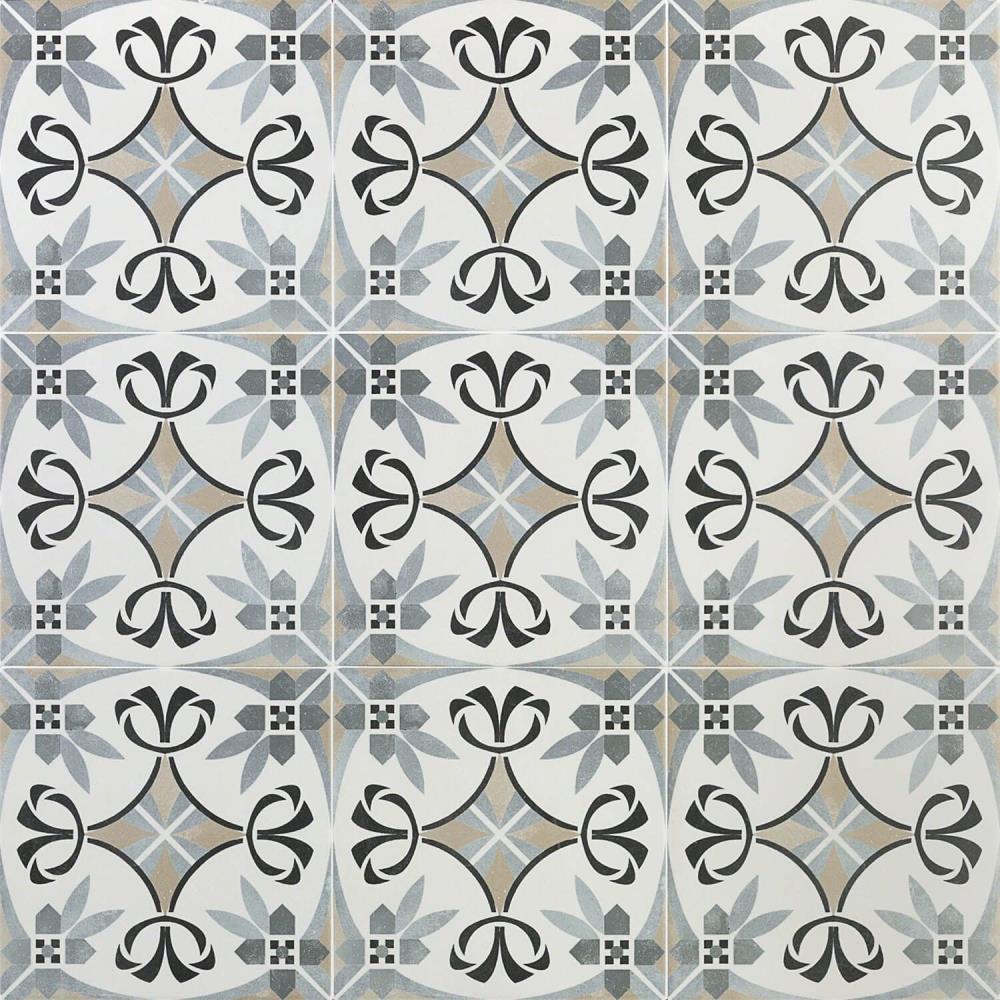 Artmore Tile Magnifico Gray 9-in x 9-in Glazed Porcelain Encaustic Floor and Wall Tile product image