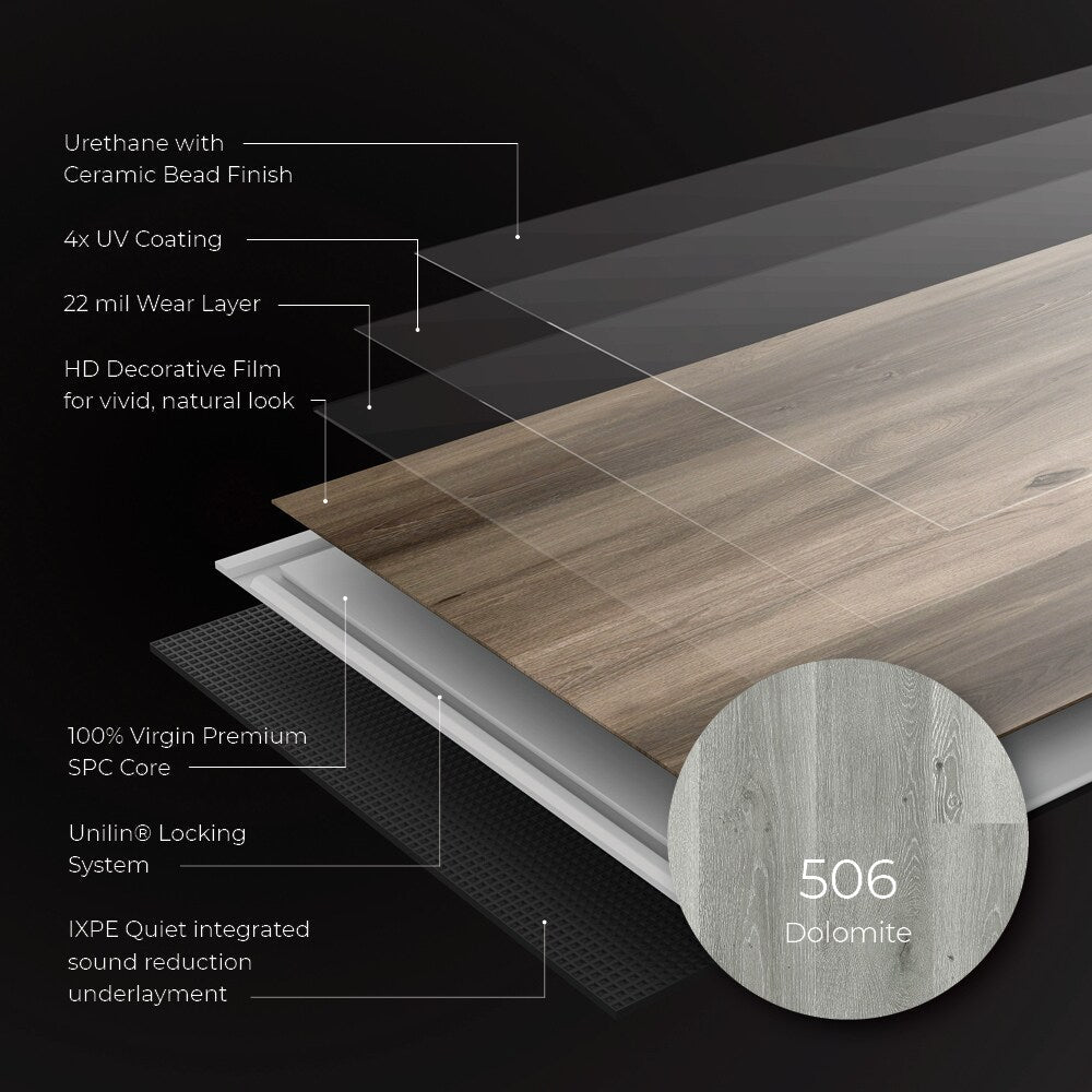 Lucida USA Maxcore Dolomite Gray 28-mil x 7-3/32-in W x 48-in L Waterproof Interlocking Luxury Vinyl Plank Flooring (24.5-sq ft/ Carton)