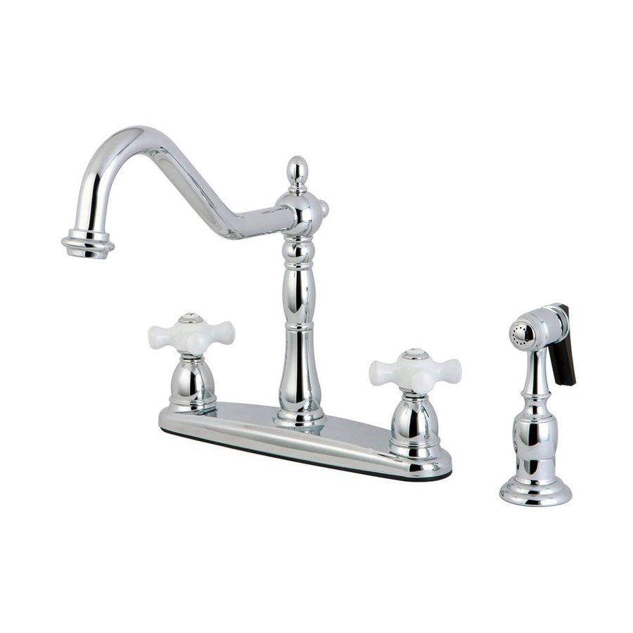Elements of Design New Orleans Chrome 2-Handle Deck-Mount Bridge Kitchen Faucet with Side Sprayer
