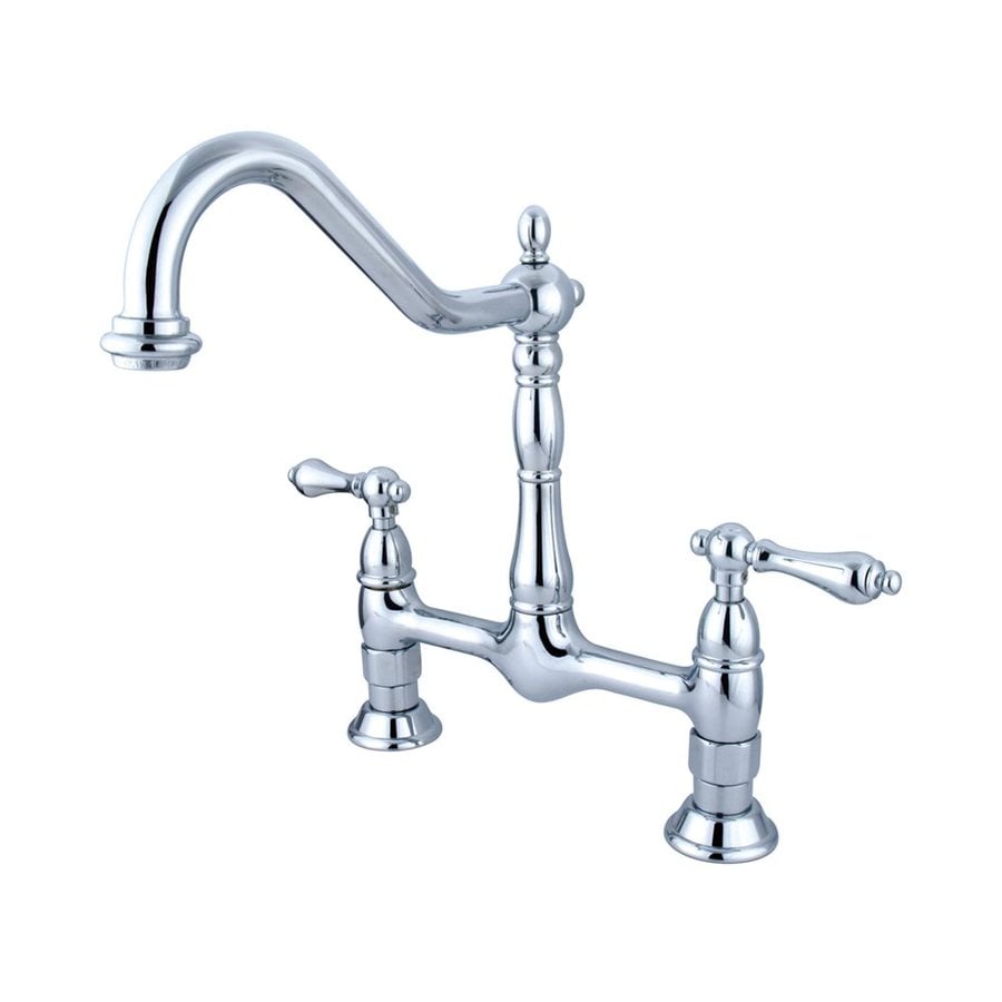 Elements of Design Chrome 2-Handle Deck-Mount Bridge Kitchen Faucet