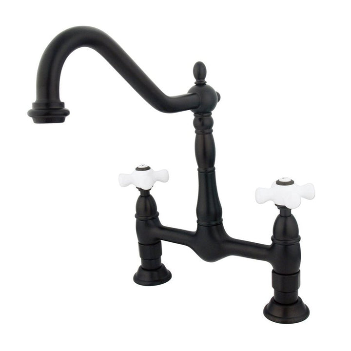 Elements of Design Oil-Rubbed Bronze 2-Handle Deck-Mount Bridge Kitchen Faucet