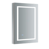 Fresca Spazio 24-in x 36-in Lighted LED Fog Free Surface/Recessed Mount LED Lighting Mirror- Right Mirrored Soft Close Medicine Cabinet with Outlet