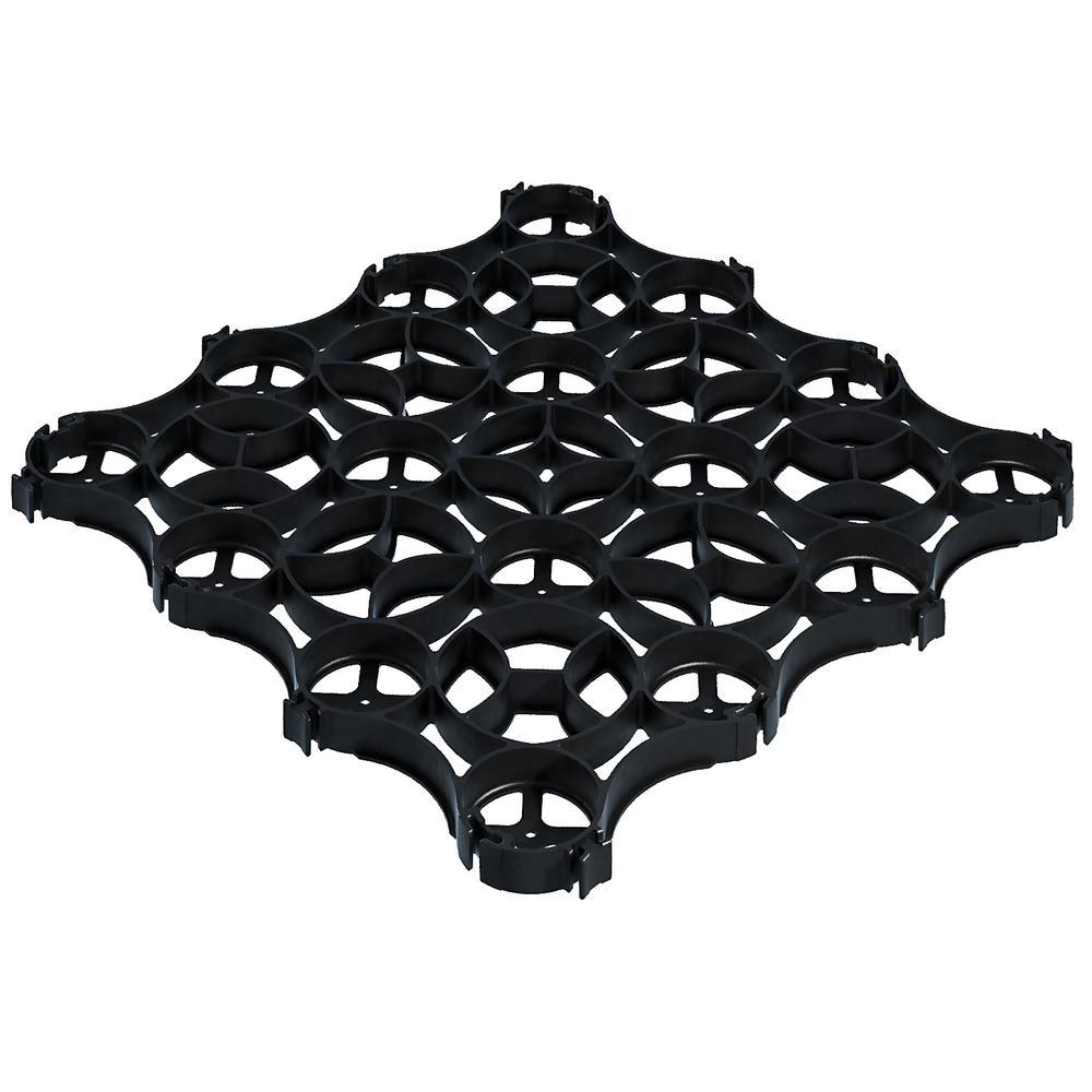 22 in. x 22 in. x 1 in. Black Slim Grid Plastic Pavers (12-Pavers/40.5 sq. ft.) - Super Arbor