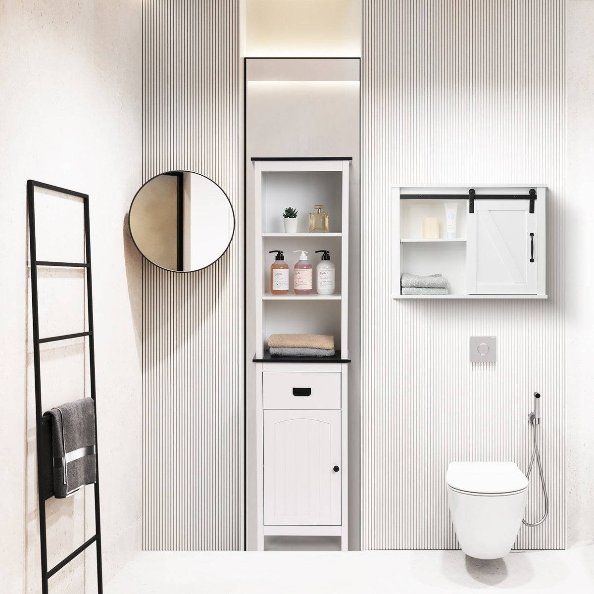LuxenHome 21.17-in x 19.69-in x 7.8-in White Bathroom Wall Cabinet