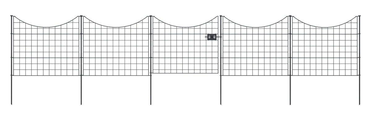 Zippity Outdoor Products 4 Panels 1 Gate 2-ft H x 2-ft W Black Galvanized Iron Scallop No Dig Garden Fence Gate Kit