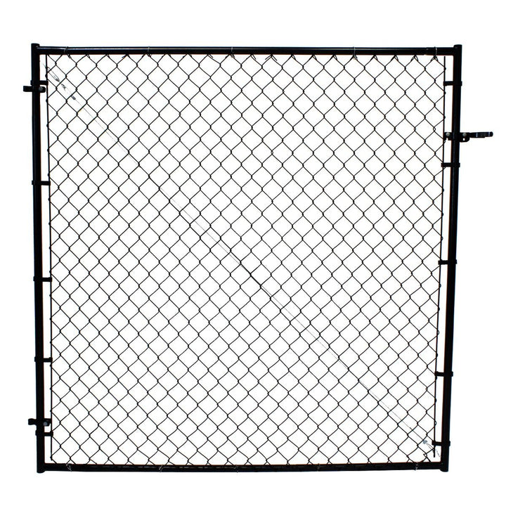Fit-Right 6-ft H x 6-ft W Black Adjustable Metal Walk-thru Chain Link Fence Gate Kit with Mesh Size 2-in