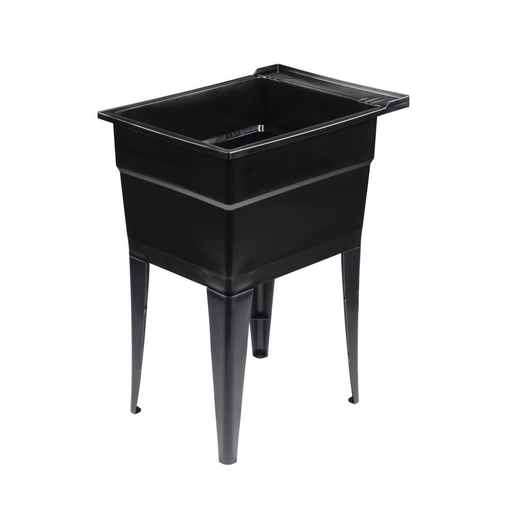 RuggedTub Black Freestanding Utility Tub - 18x24.5 Inch, 1-Basin