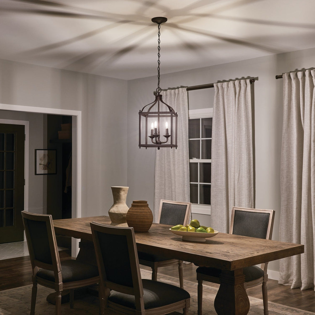 Kichler Larkin 3-Light Brushed Nickel Transitional Lantern Medium Hanging Pendant Light