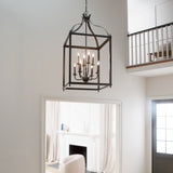 Kichler Larkin 8-Light Olde Bronze Transitional Cage Large Hanging Pendant Light