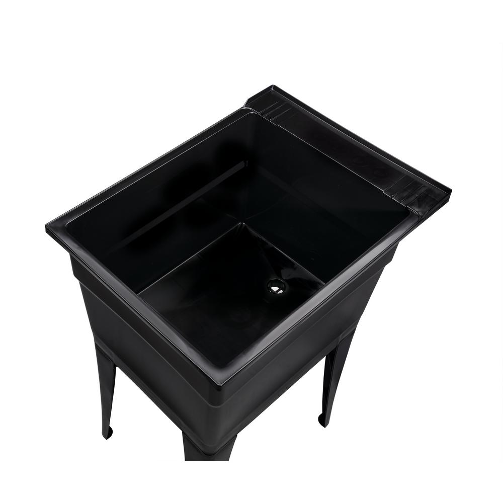 RuggedTub Black Freestanding Utility Tub with Faucet - 18in x 24.5in