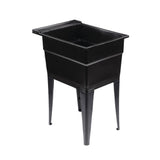 RuggedTub Black Freestanding Utility Tub with Faucet - 18in x 24.5in
