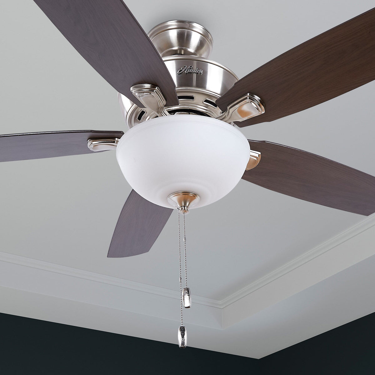 Hunter Creekside LED 52-in Satin Nickel Indoor Ceiling Fan with Light Kit, 5-Blade