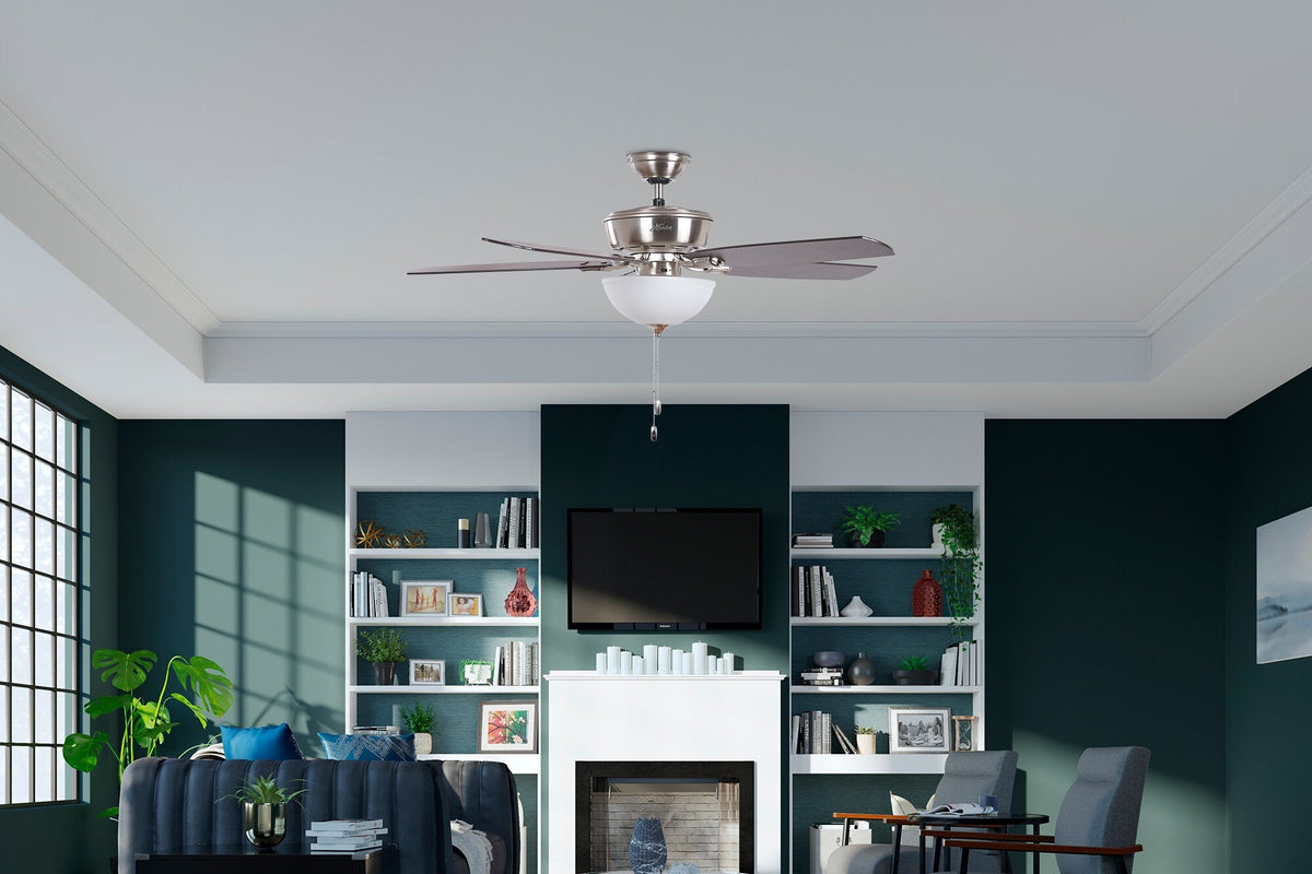 Hunter Creekside LED 52-in Satin Nickel Indoor Ceiling Fan with Light Kit, 5-Blade