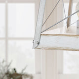 Progress Lighting Bradberry 5-Light Antique White with Galvanized Accents Farmhouse Lantern Pendant Light, 18.12-in